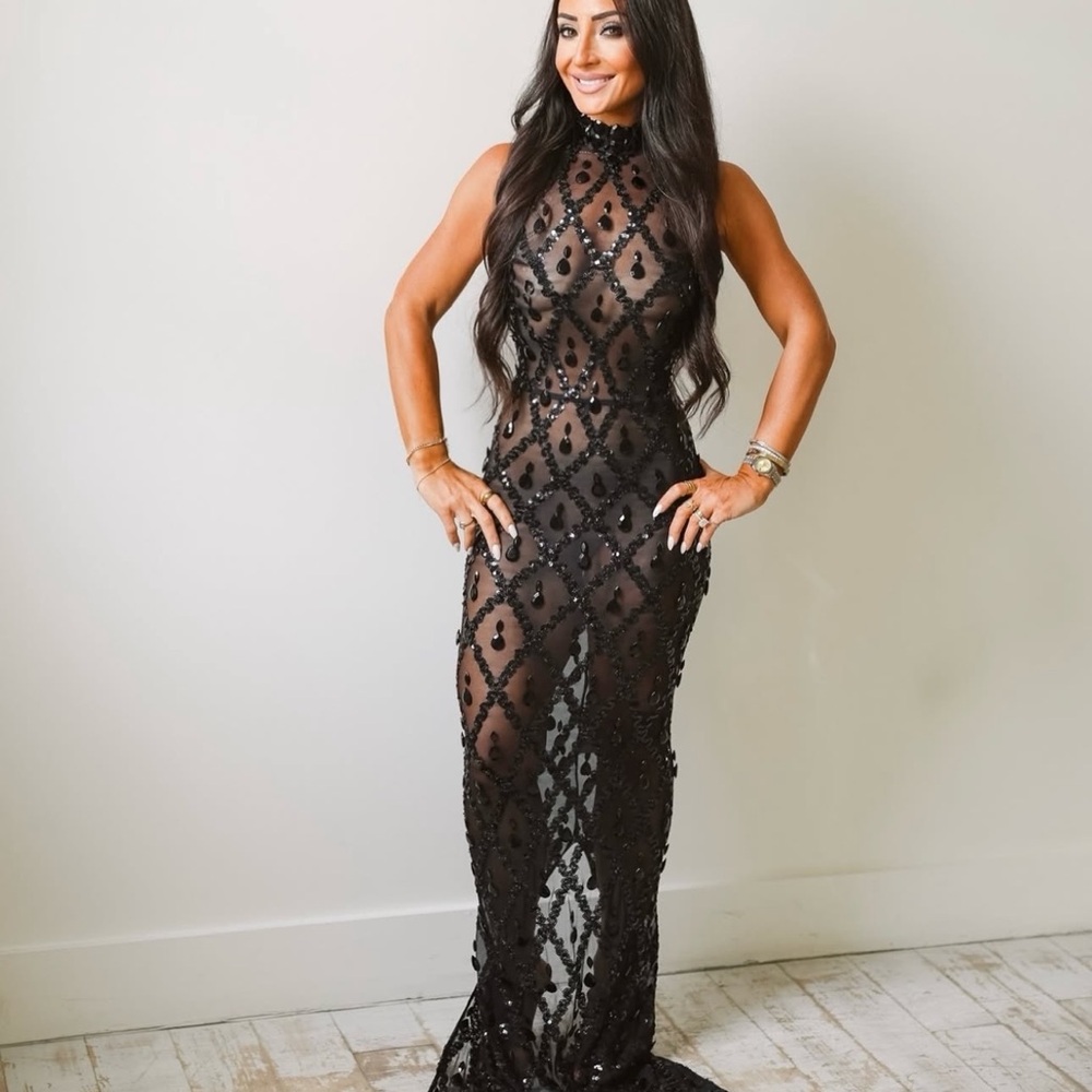 SHEIN Black Sheer Maxi Dress